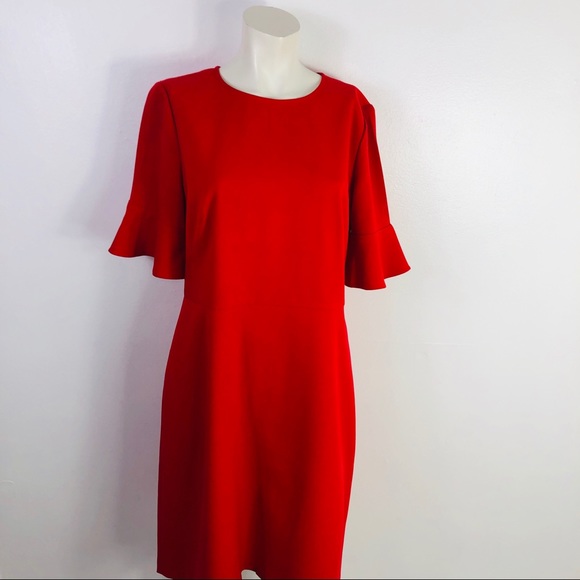 LOFT Dresses & Skirts - LOFT Red Knee Length Flare Sleeve Dress